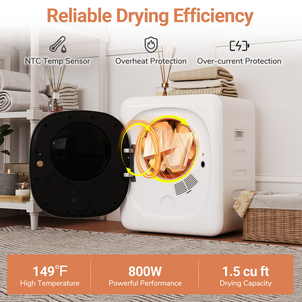 Portable Clothes Dryer Compact Drying Machine 800W Electric Laundry Dryer