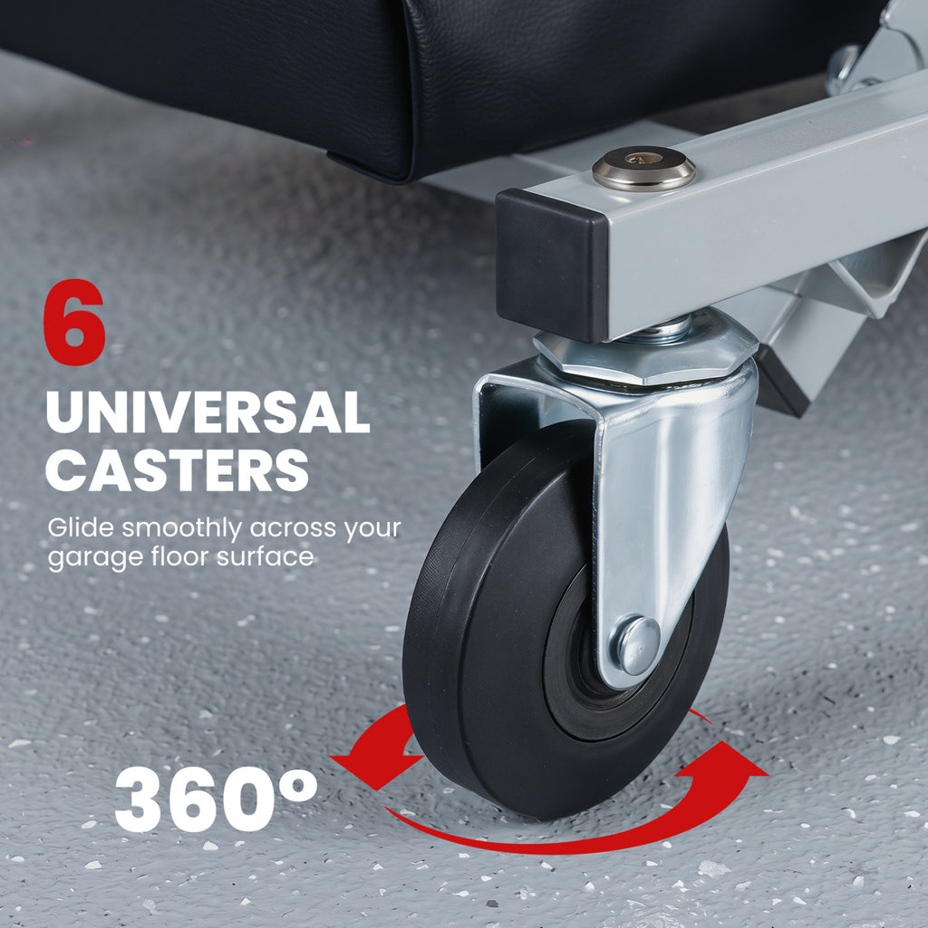36" 2-in-1 Mechanic Creeper and Z-Seat with 6 Swivel Casters-Black