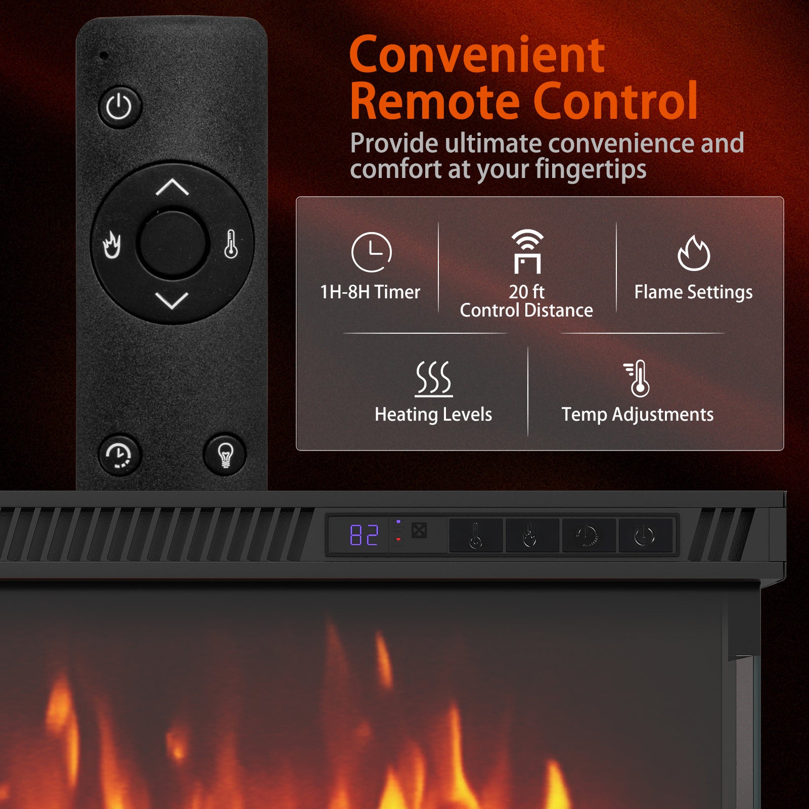 36/40/50/60 Inch Wide 3-Sided Electric Fireplace Insert with Remote Control and 12 Flame Colors-60 inch