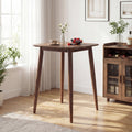 36 Inch Counter Height Bar Table Wooden High Top Pub Table with Solid Rubber Wood Legs-Walnut