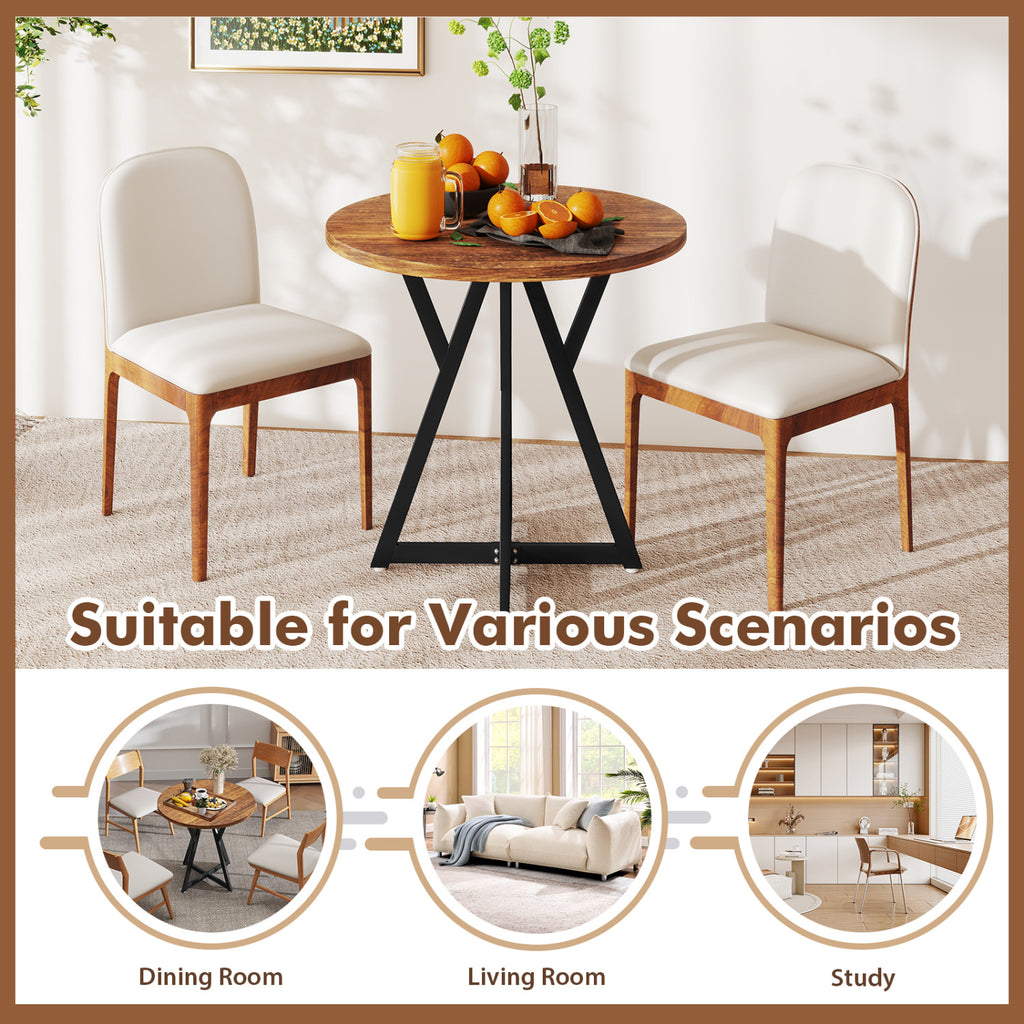 36 Inch Round Dining Table with Metal Pedestal Base-Rustic Brown