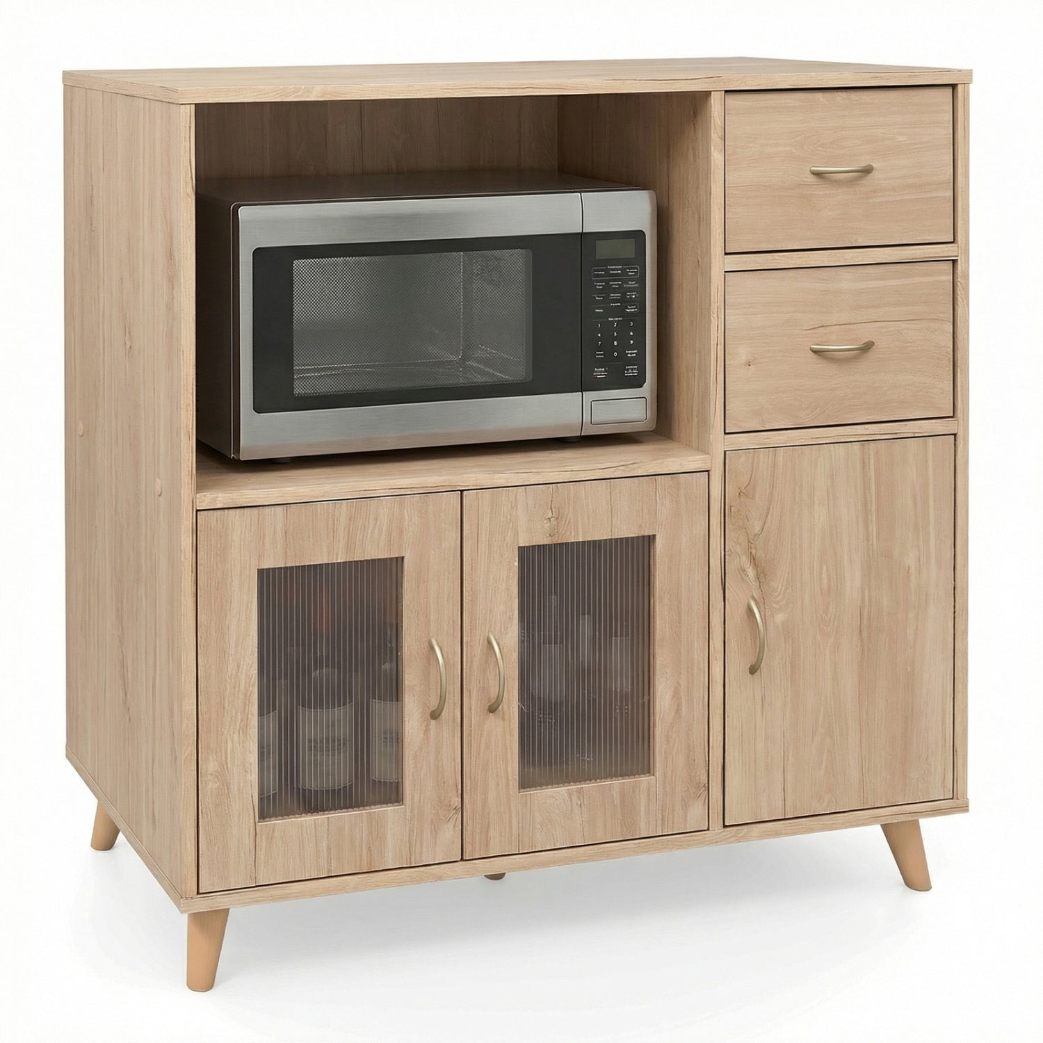 36 Inch Sideboard Buffet Cabinet with Open Compartment-Natural