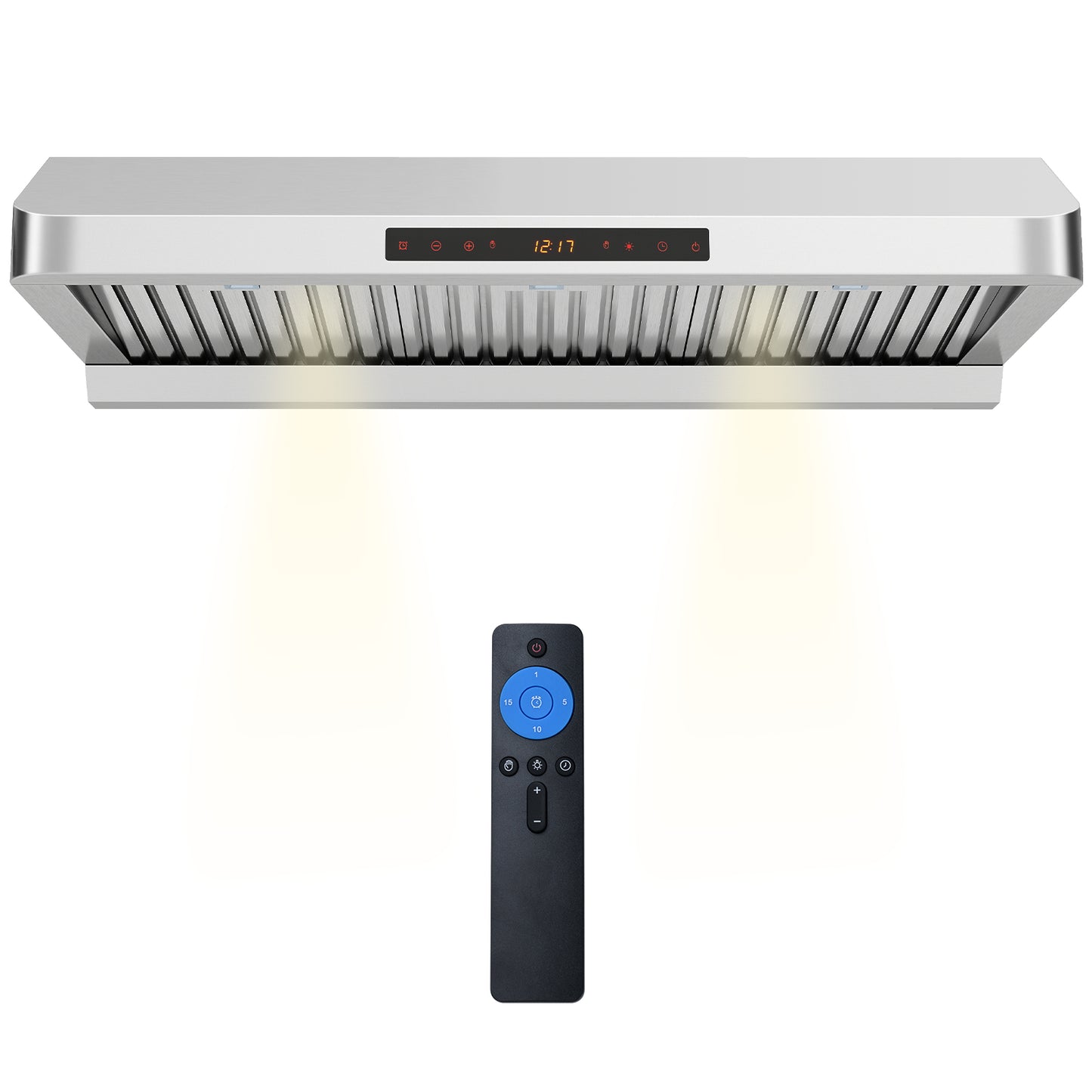 36 Inch Under Cabinet Range Hood 900 CFM Kitchen Stove Vent with Oil Collector-Silver