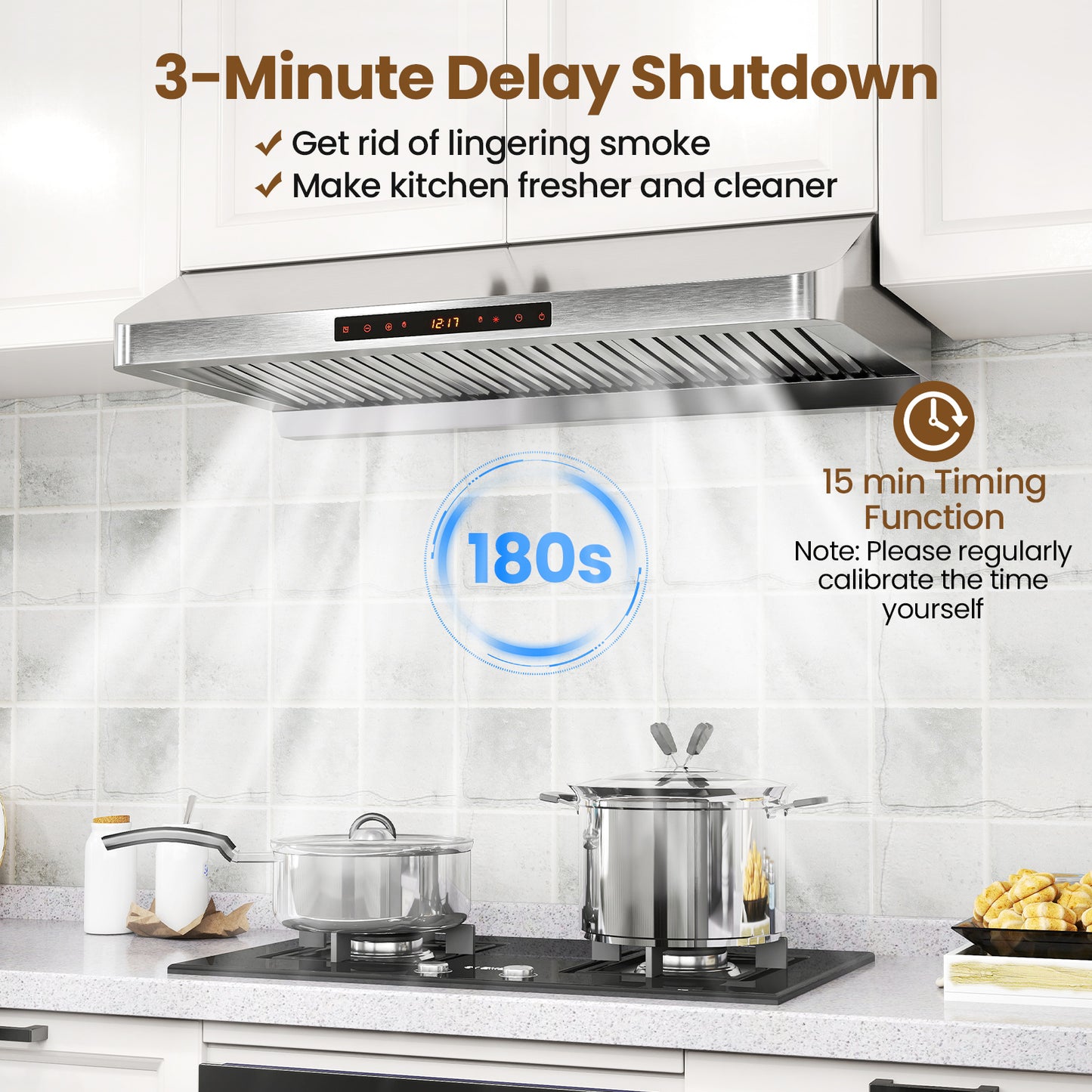 36 Inch Under Cabinet Range Hood 900 CFM Kitchen Stove Vent with Oil Collector-Silver