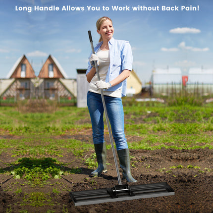 36 x 10 Inch Lawn Leveling Rake with Ergonomic Handle-Black