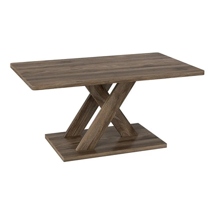 37.5 Inch Rectangular Coffee Table with Stable Base and Rubber Wood Connection for Living Room-Brown Costway