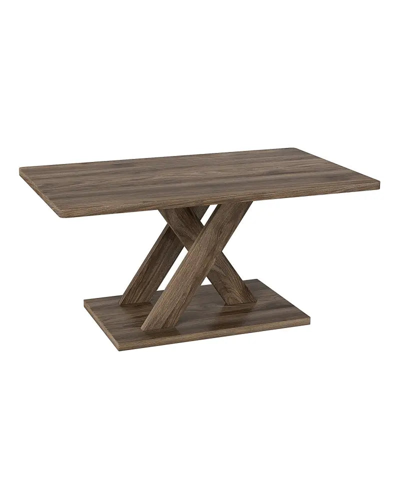 37.5 Inch Rectangular Coffee Table with Stable Base and Rubber Wood Connection for Living Room-Brown - Brown - Coffee