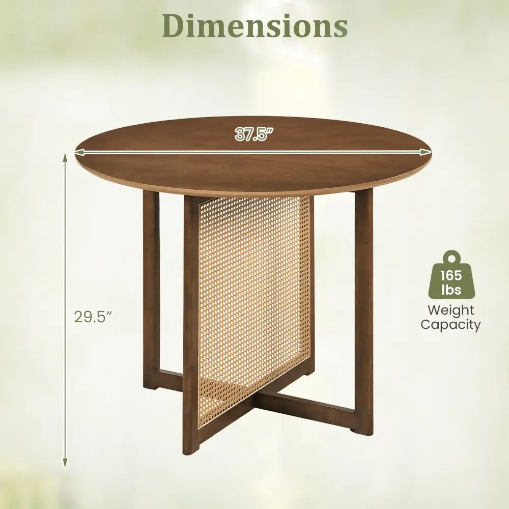 37.5 Inch Round Dining Table with Cross Pedestal Base-Walnut - Walnut - Dining Tables