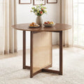 37.5 Inch Round Dining Table with Cross Pedestal Base-Walnut - Walnut - Dining Tables
