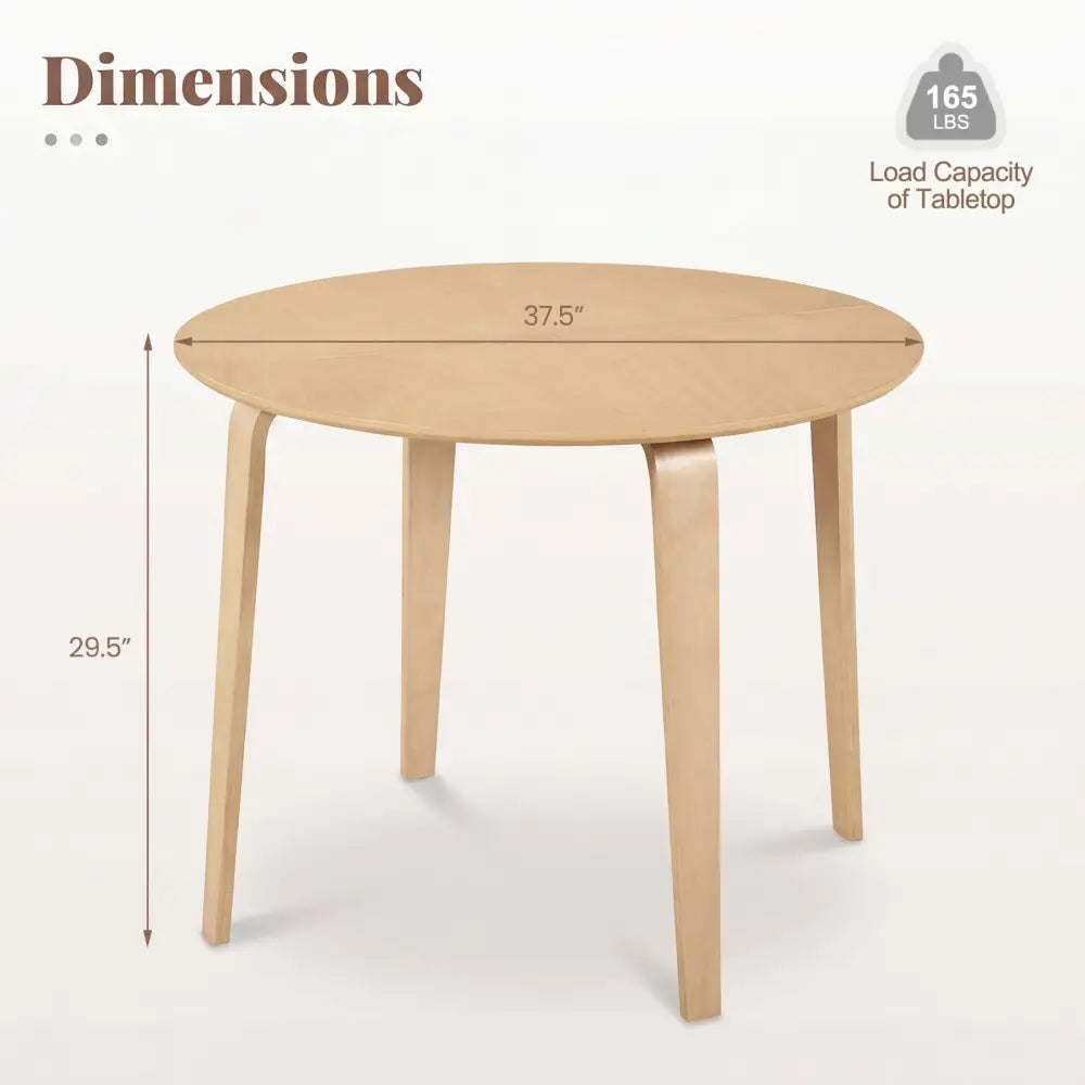 37.5’’ Round Dining Table with Rubber Wood Legs for Small Space-Natural - Natural - Dining Tables