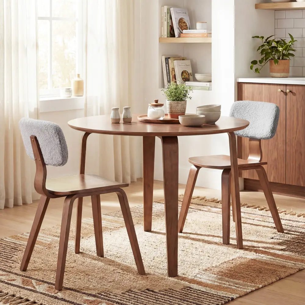 37.5’’ Round Dining Table with Rubber Wood Legs for Small Space-Walnut - Walnut - Dining Tables