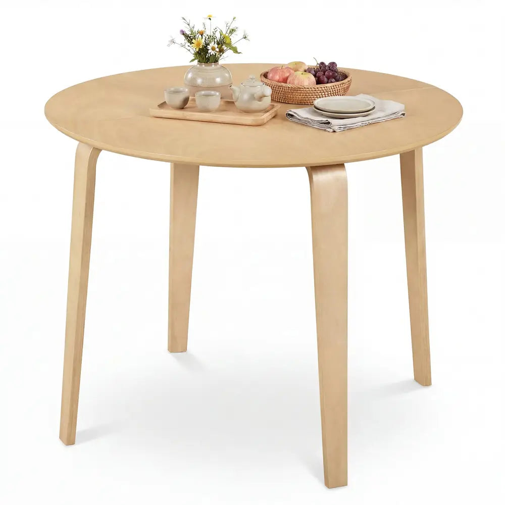 37.5’’ Round Dining Table with Rubber Wood Legs for Small Space-Natural - Natural - Dining Tables