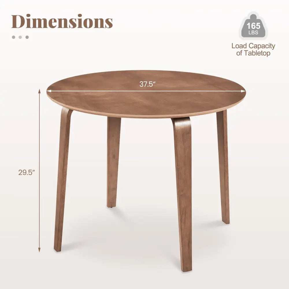 37.5’’ Round Dining Table with Rubber Wood Legs for Small Space-Walnut - Walnut - Dining Tables