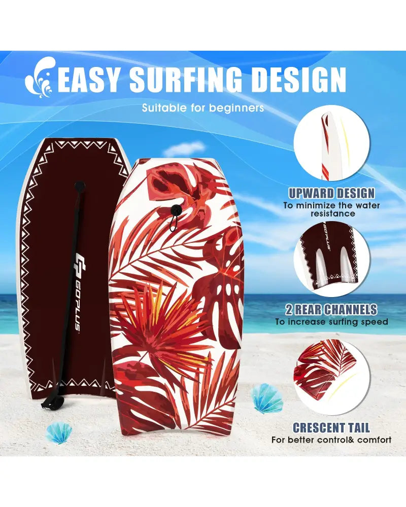37 Inch Lightweight Surfboard With Fin EPS Core for Kids and Adults-M - Red - Surfing