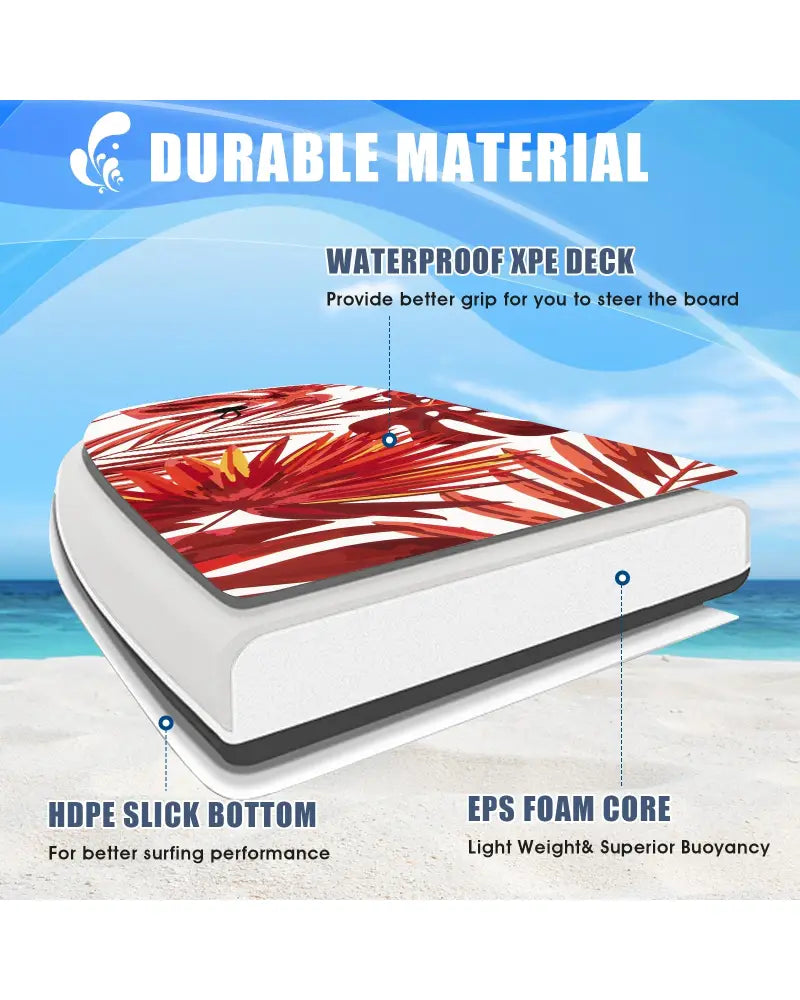 37 Inch Lightweight Surfboard With Fin EPS Core for Kids and Adults-M - Red - Surfing