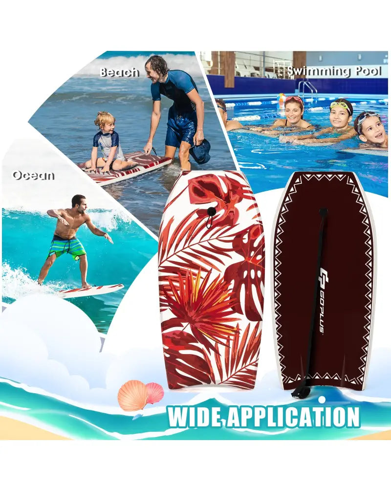 37 Inch Lightweight Surfboard With Fin EPS Core for Kids and Adults-M - Red - Surfing