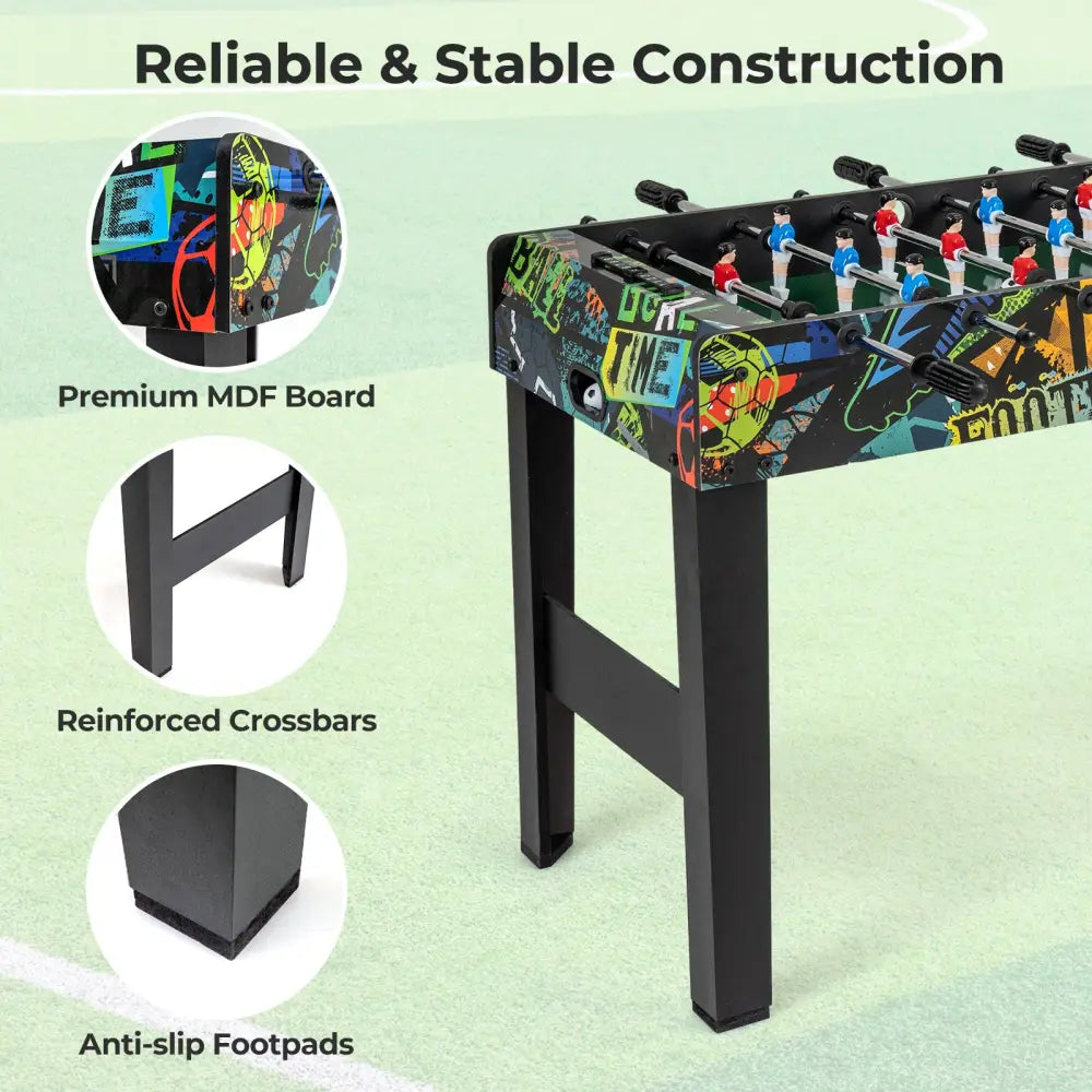 37 Inch Mini Foosball Table 2-in-1 Game Table with Detachable Legs for Tabletop-Black - Black - Game Room