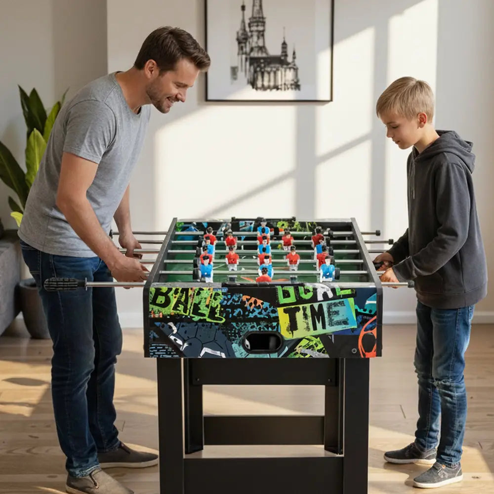 37 Inch Mini Foosball Table 2-in-1 Game Table with Detachable Legs for Tabletop-Black - Black - Game Room