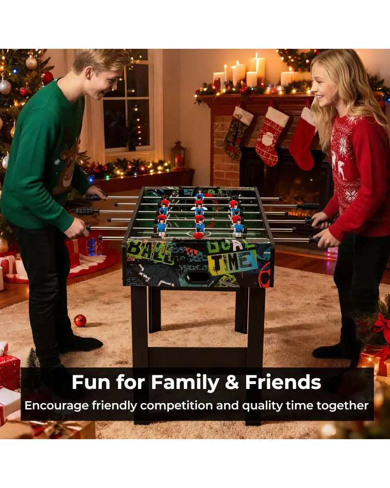 37 Inch Mini Foosball Table 2-in-1 Game Table with Detachable Legs for Tabletop-Black - Black - Game Room
