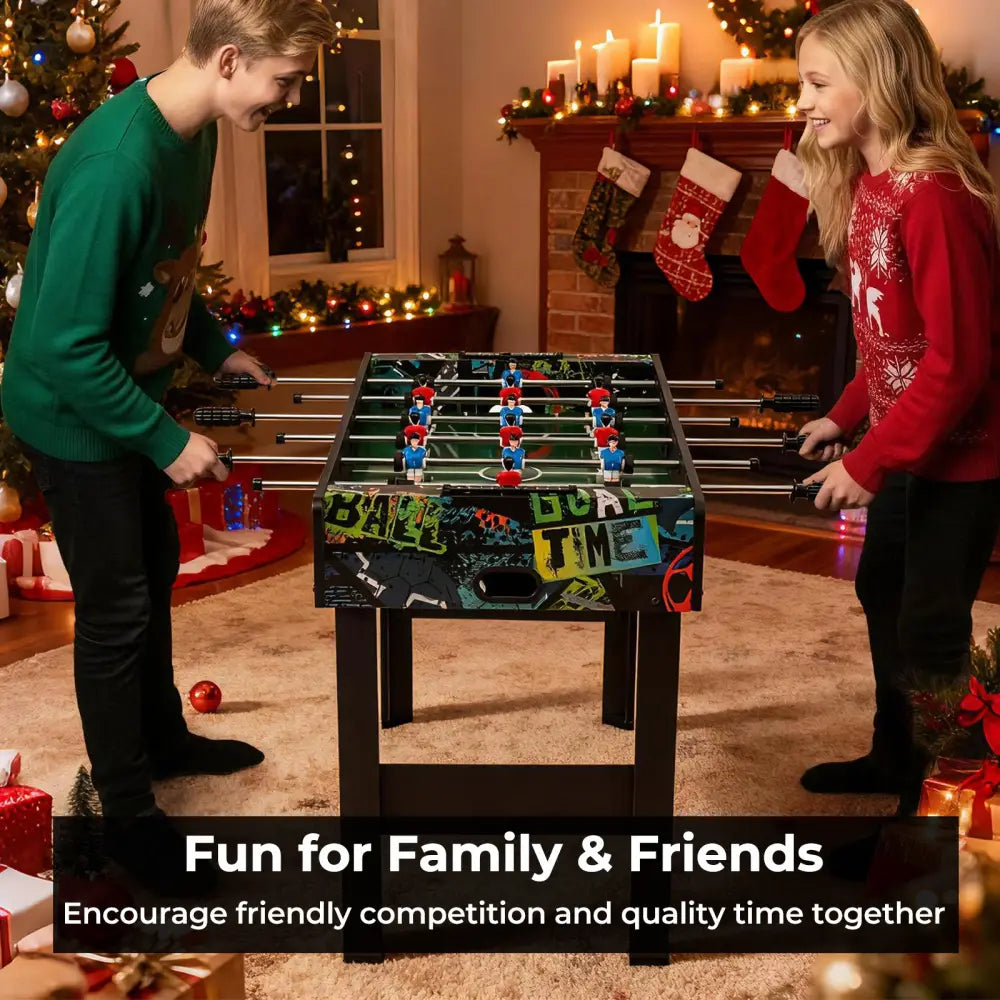 37 Inch Mini Foosball Table 2-in-1 Game Table with Detachable Legs for Tabletop-Black - Black - Game Room