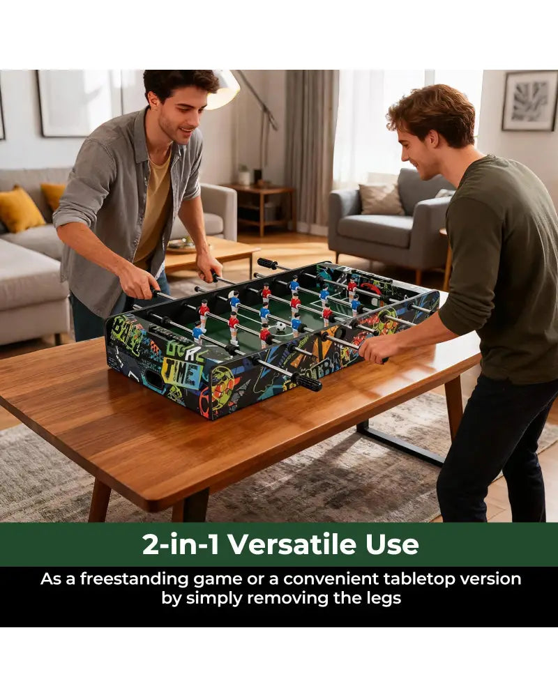 37 Inch Mini Foosball Table 2-in-1 Game Table with Detachable Legs for Tabletop-Black - Black - Game Room