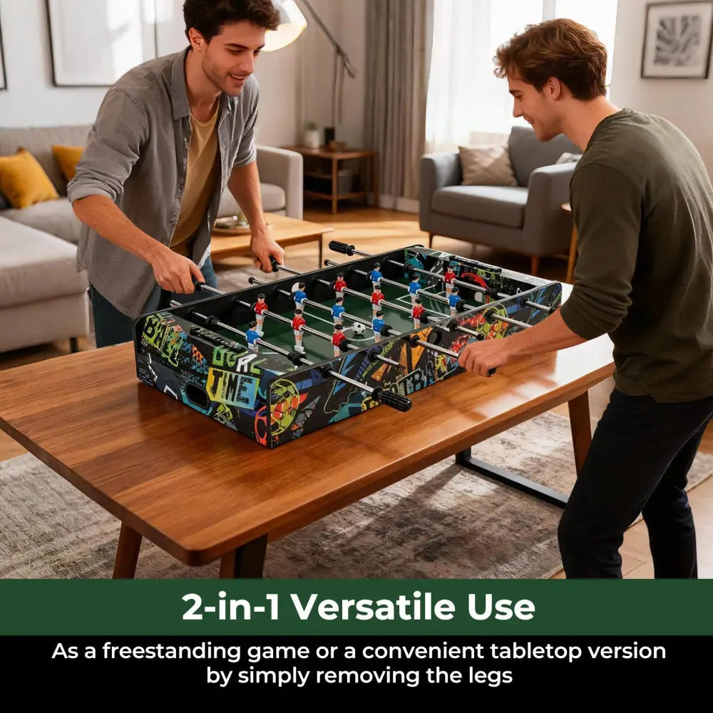 37 Inch Mini Foosball Table 2-in-1 Game Table with Detachable Legs for Tabletop-Black - Black - Game Room