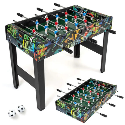 37 Inch Mini Foosball Table 2 - in - 1 Game Table with Detachable Legs for Tabletop - Black - Oasis Home Essentials