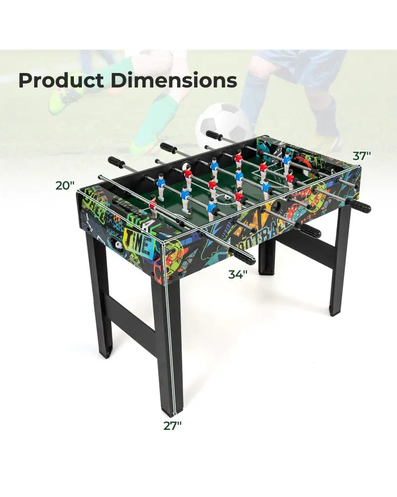 37 Inch Mini Foosball Table 2-in-1 Game Table with Detachable Legs for Tabletop-Black - Black - Game Room