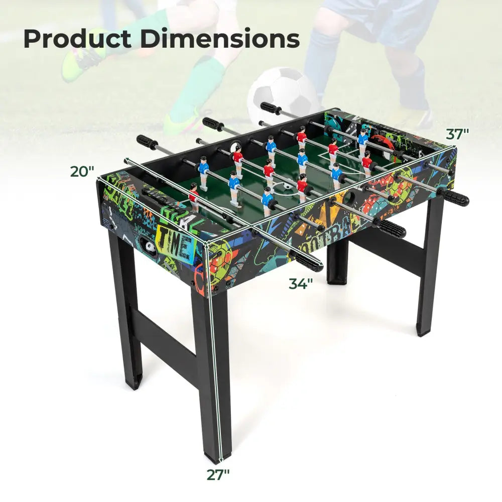 37 Inch Mini Foosball Table 2-in-1 Game Table with Detachable Legs for Tabletop-Black - Black - Game Room