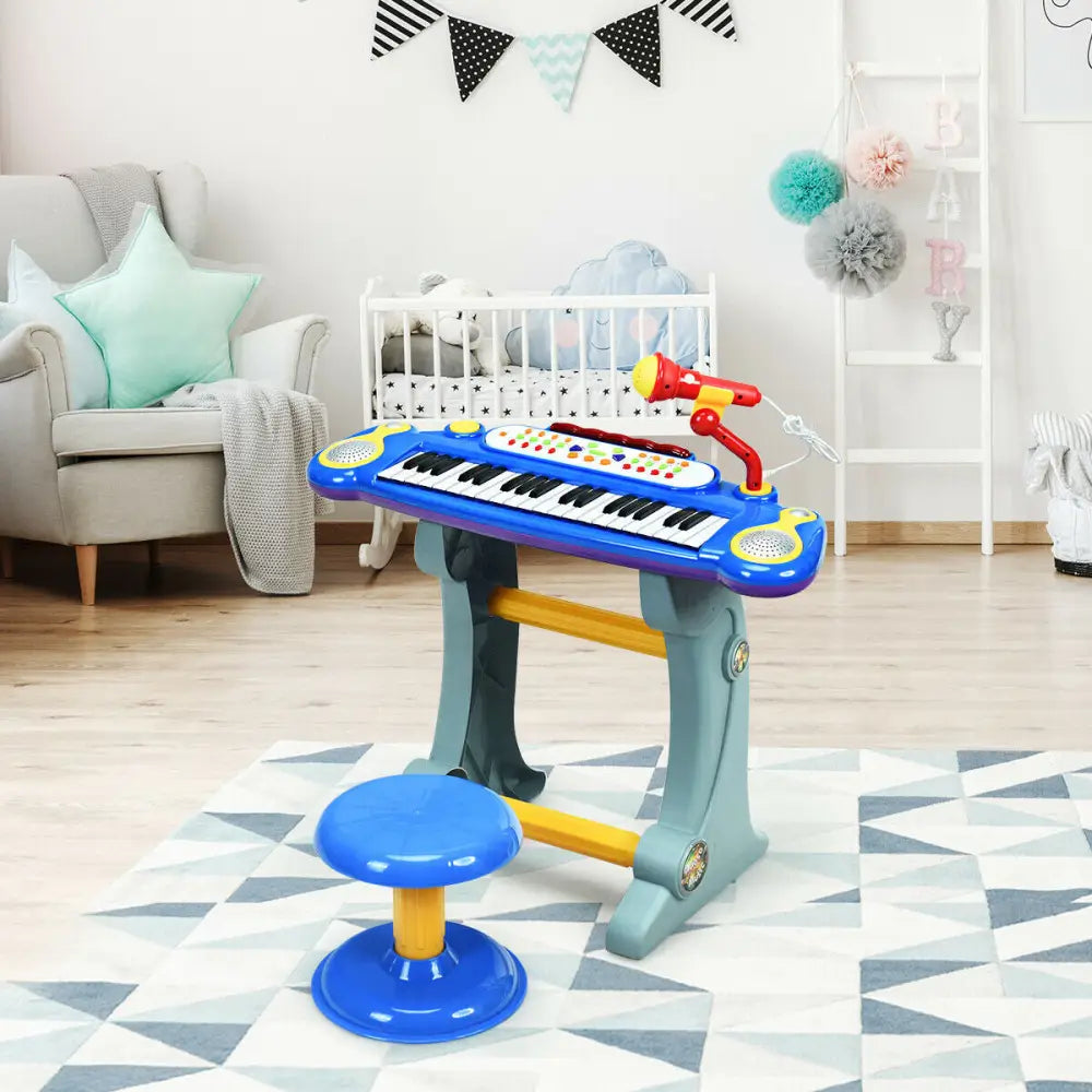 37 Key Electronic Keyboard Kids Toy Piano-Blue - Blue - Pianos & Keyboards