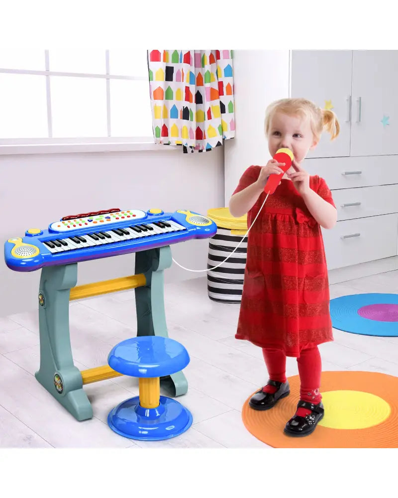 37 Key Electronic Keyboard Kids Toy Piano-Blue - Blue - Pianos & Keyboards