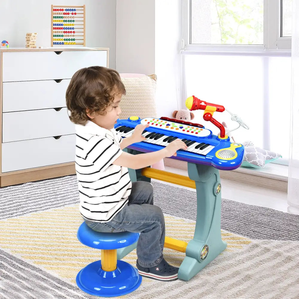 37 Key Electronic Keyboard Kids Toy Piano-Blue - Blue - Pianos & Keyboards