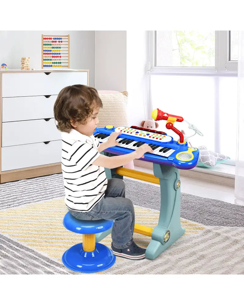 37 Key Electronic Keyboard Kids Toy Piano-Blue - Blue - Pianos & Keyboards