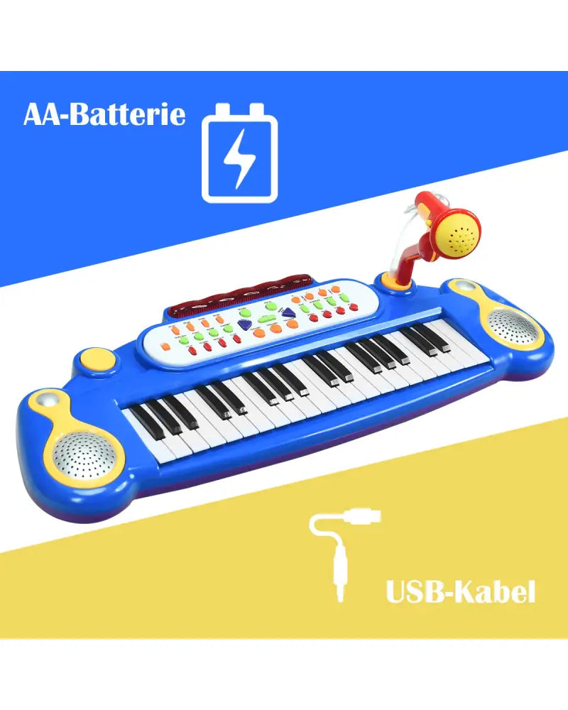 37 Key Electronic Keyboard Kids Toy Piano-Blue - Blue - Pianos & Keyboards