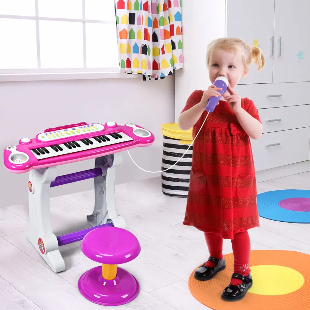 37 Key Electronic Keyboard Kids Toy Piano-Pink - Pink - Pianos & Keyboards