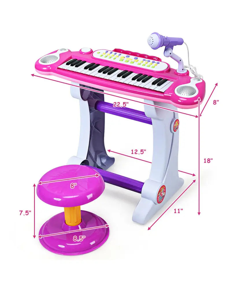 37 Key Electronic Keyboard Kids Toy Piano-Pink - Pink - Pianos & Keyboards