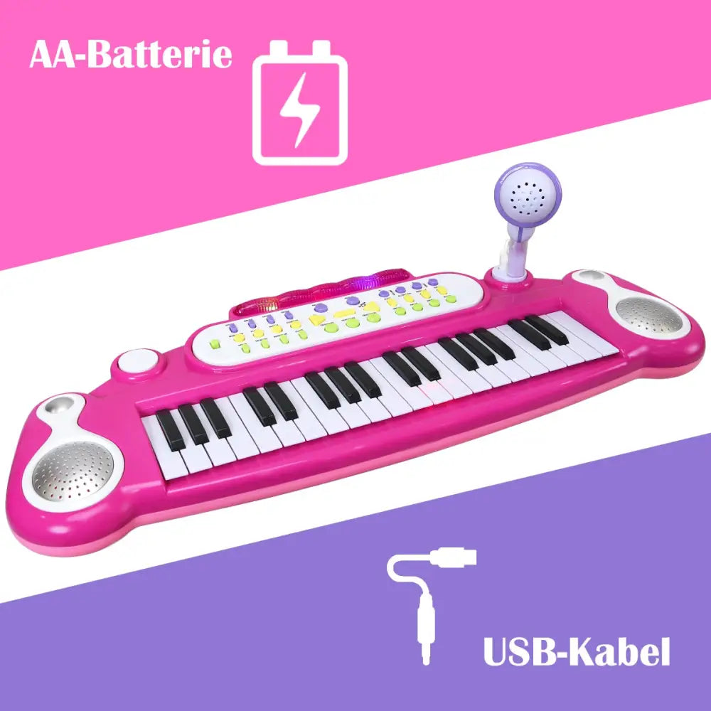 37 Key Electronic Keyboard Kids Toy Piano-Pink - Pink - Pianos & Keyboards