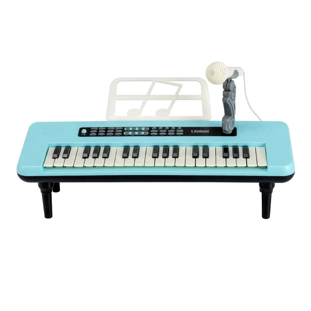 37 Keys Kids Piano Keyboard Portable Musical Toy with Microphone and Music Stand-Blue - Blue - Pianos & Keyboards