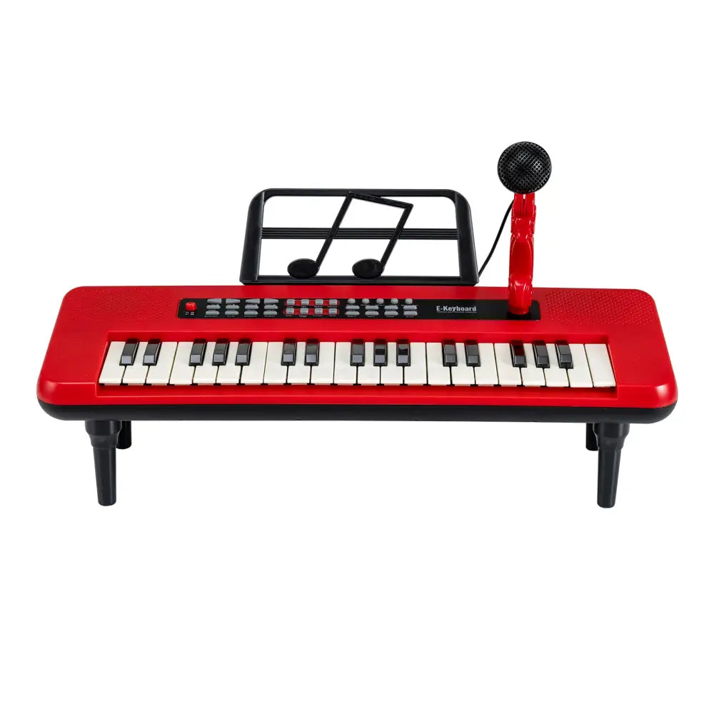 37 Keys Kids Piano Keyboard Portable Musical Toy with Microphone and Music Stand-Red - Red - Pianos & Keyboards