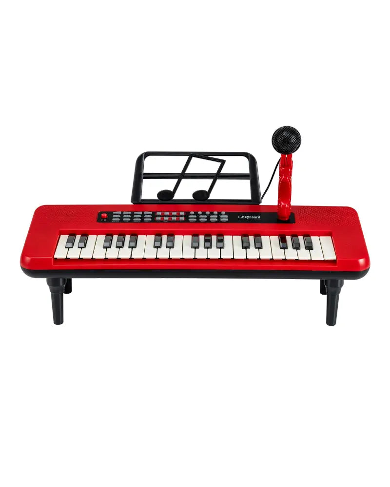 37 Keys Kids Piano Keyboard Portable Musical Toy with Microphone and Music Stand-Red - Red - Pianos & Keyboards