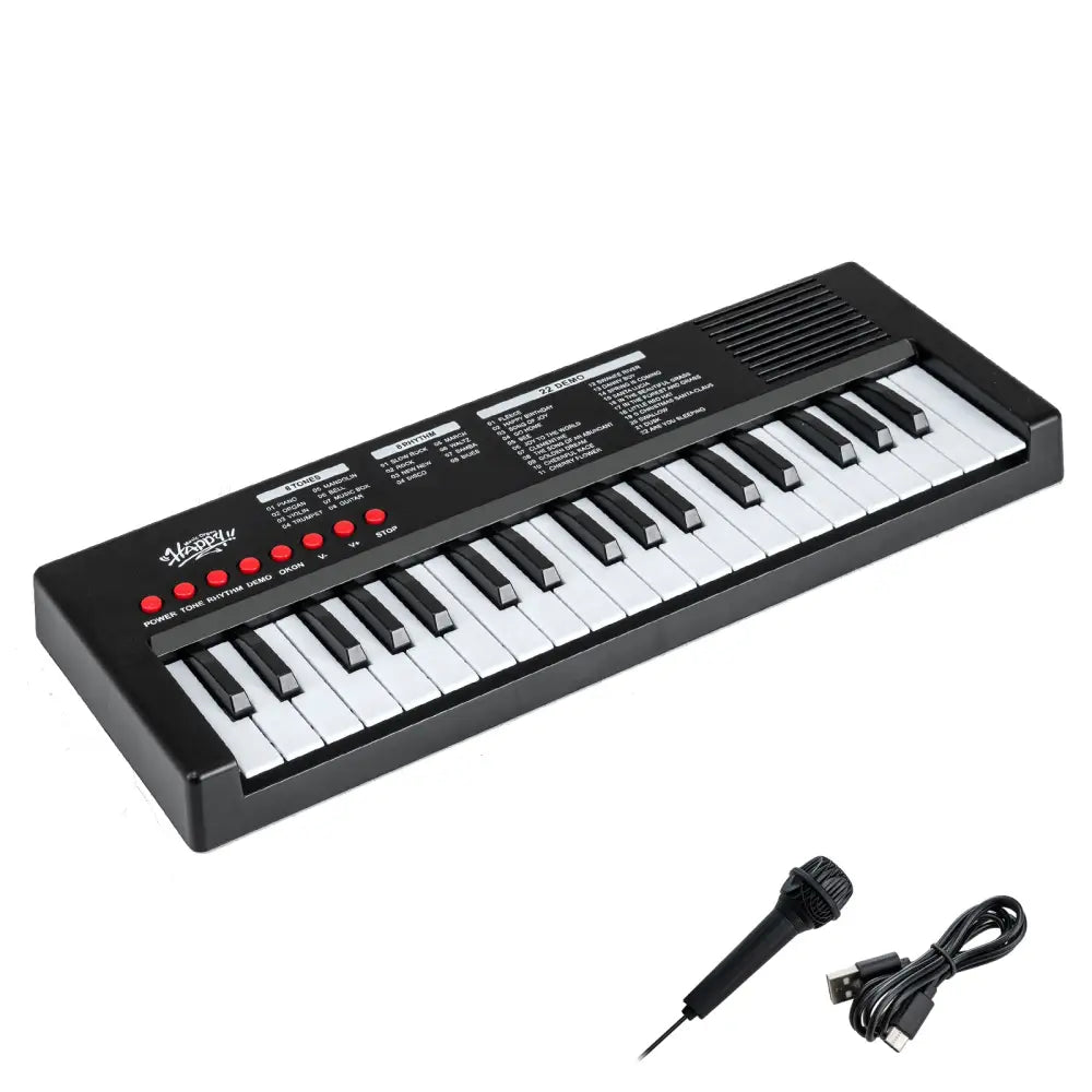37 Keys Kids Piano Keyboard with 8 Rhythms and Microphone-Black - Black - Pianos & Keyboards