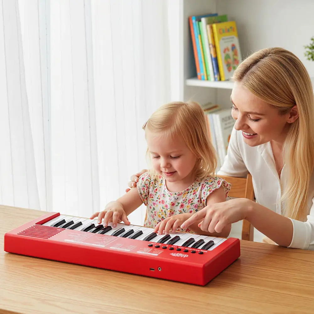 37 Keys Kids Piano Keyboard with 8 Rhythms and Microphone-Red - Red - Pianos & Keyboards