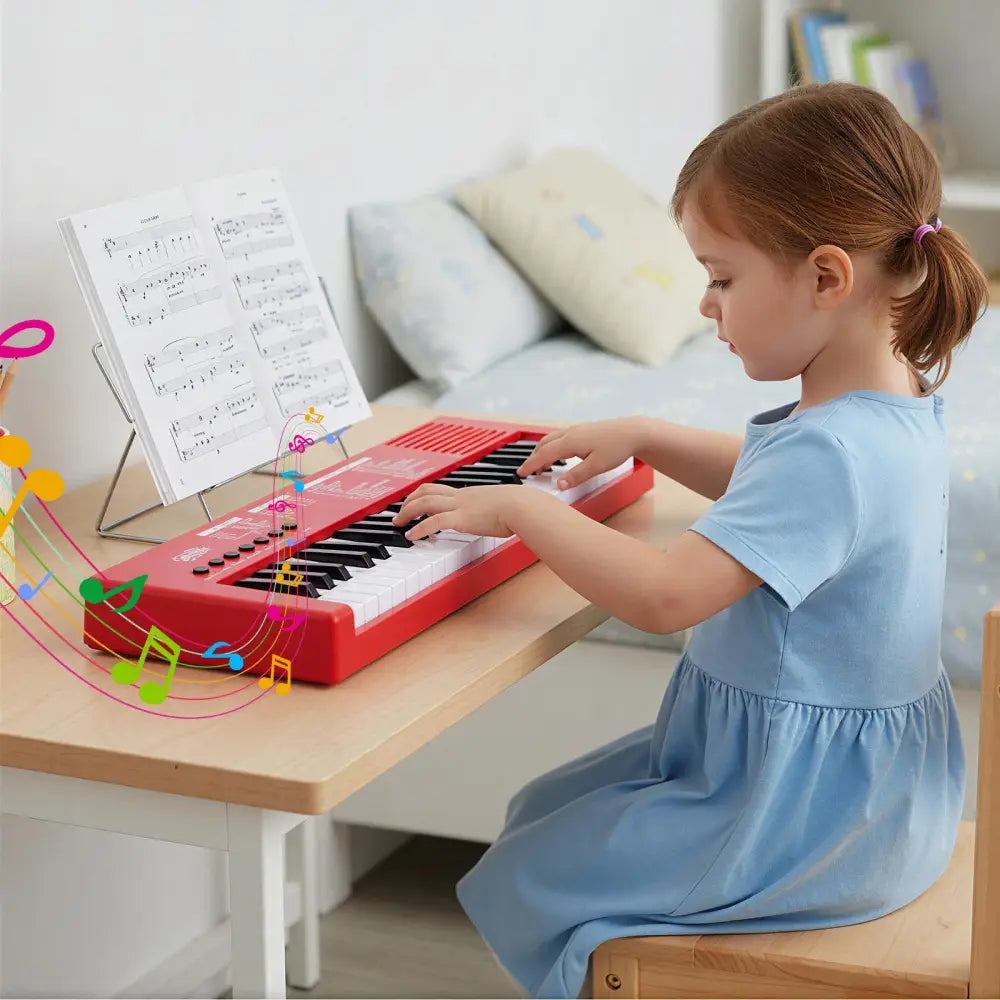 37 Keys Kids Piano Keyboard with 8 Rhythms and Microphone-Red - Red - Pianos & Keyboards