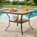 37’’ Square Outdoor Dining Table for 4 with Acacia Wood Tabletop and 2’’ Umbrella Hole-Brown - Brown - Dining Tables