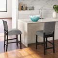 38.5/43.5 Inch Set of 2 Counter Height Chairs with Solid Rubber Wood Frame-S - Gray - Dining Chairs