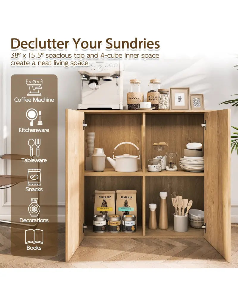 38’’ Buffet Modern Sideboard Cabinet with Storage-Natural - Natural - Cabinets & Chests