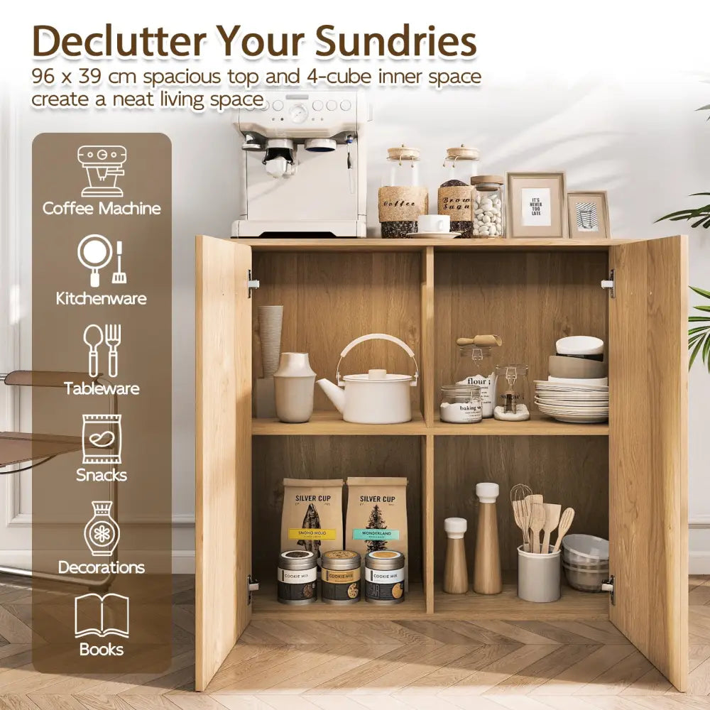38’’ Buffet Modern Sideboard Cabinet with Storage-Natural - Natural - Cabinets & Chests