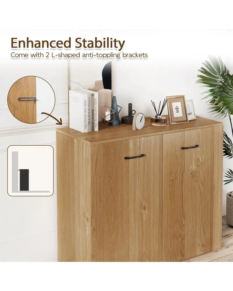 38’’ Buffet Modern Sideboard Cabinet with Storage-Natural - Natural - Cabinets & Chests
