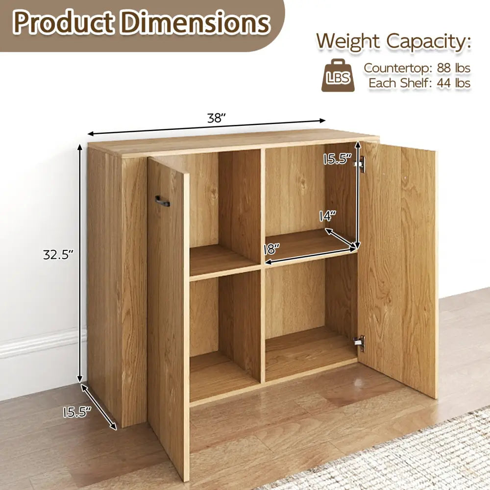 38’’ Buffet Modern Sideboard Cabinet with Storage-Natural - Natural - Cabinets & Chests