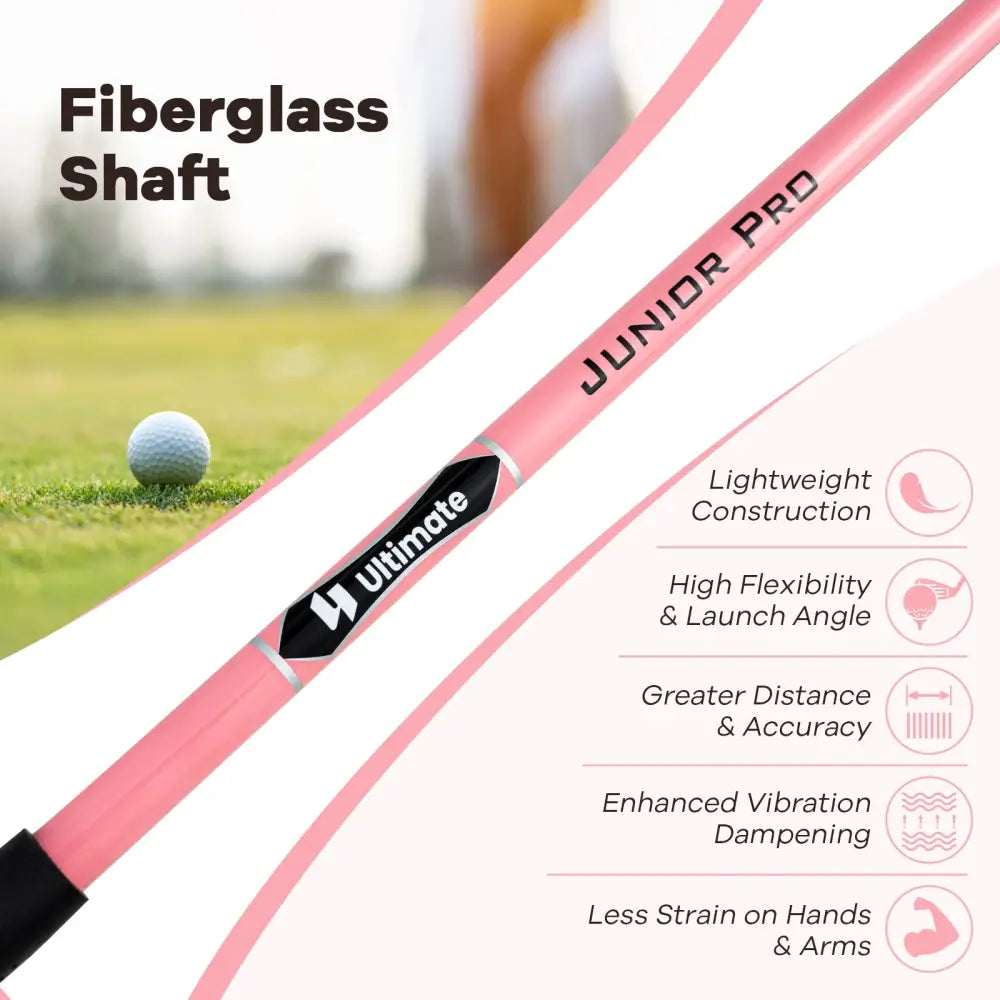 38 Inch 165CC Junior #3 Fairway Wood Golf Club with Fiberglass Shaft for Kids Ages 11-14-Pink - Pink - Golf